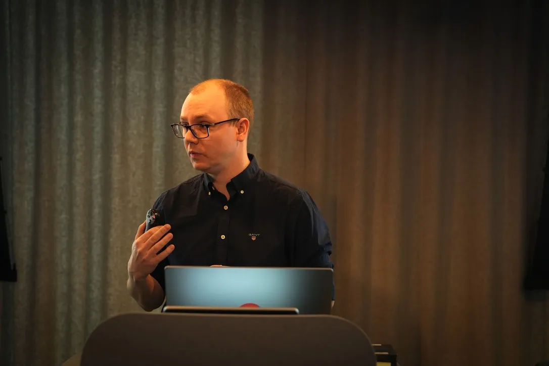 Speaking at a presentation